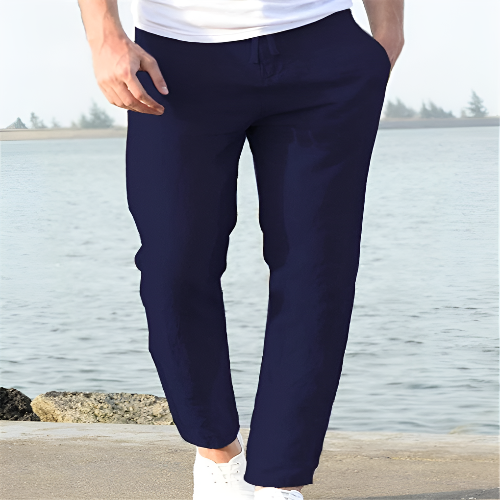 Stylish men's linen trousers, crafted for breathable comfort and a relaxed summer feel.