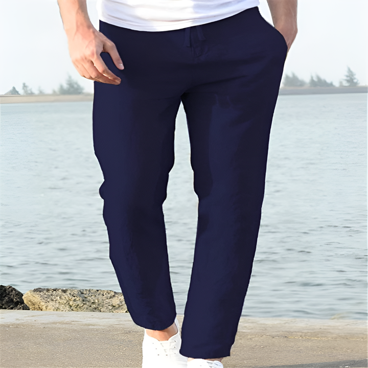 Stylish men's linen trousers, crafted for breathable comfort and a relaxed summer feel.