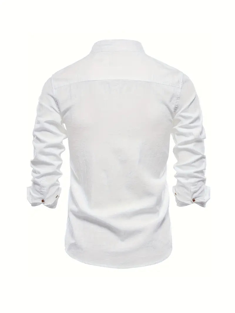 Spring-ready men's button-down shirt, light blue, perfect for everyday casual wear, long sleeve.
