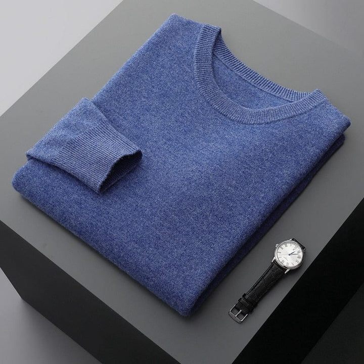 Men's casual long sleeve knit sweater, dark grey, crewneck, comfortable winter fashion for men
