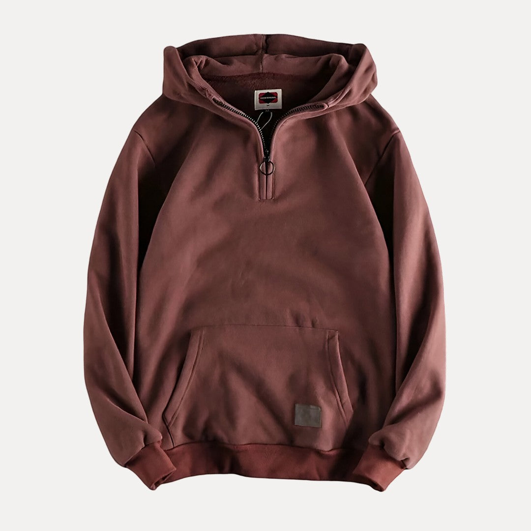 Men's casual long sleeve pullover hoodie, half zip, in a relaxed fit, perfect for everyday wear and loungewear.