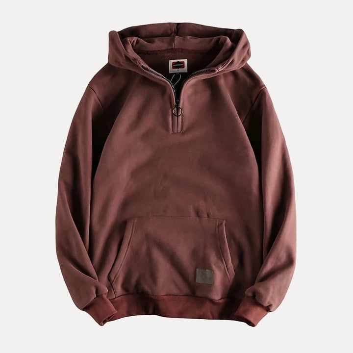 Men's casual long sleeve pullover hoodie, half zip, in a relaxed fit, perfect for everyday wear and loungewear.