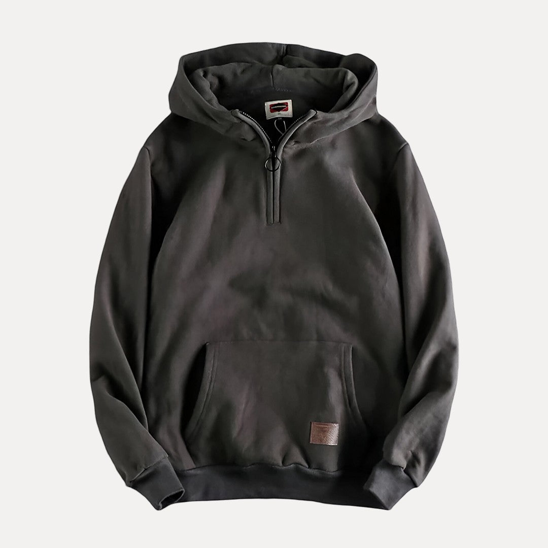 Everyday men's fashion: a versatile long sleeve pullover hoodie, half-zip, suitable for various casual occasions.