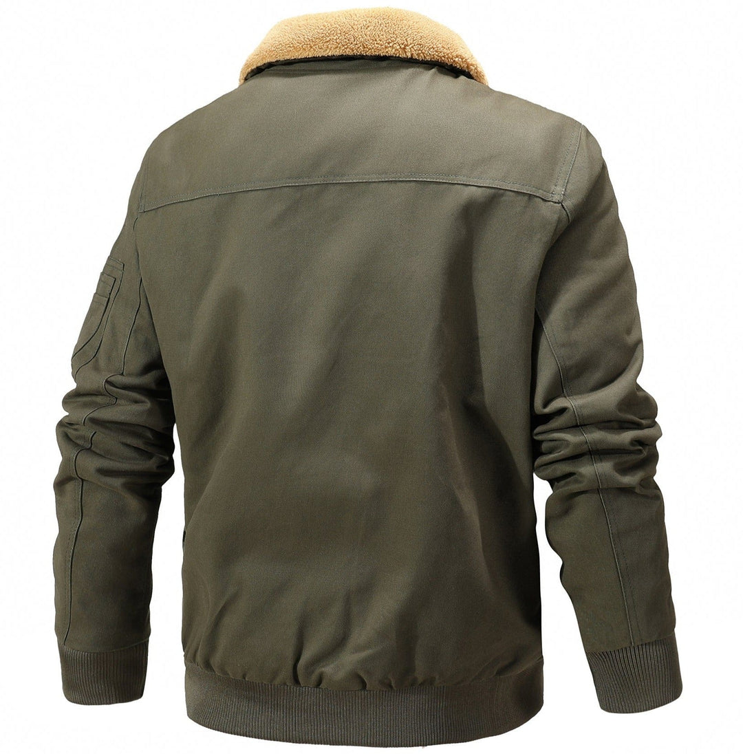 Back view of a men's casual outdoor jacket, highlighting its comfortable fit for everyday wear.