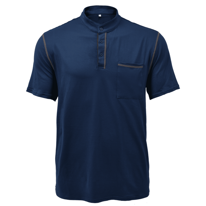 Men's short sleeve Henley tee, slim fit for casual wear. A comfortable, stylish, versatile summer top.