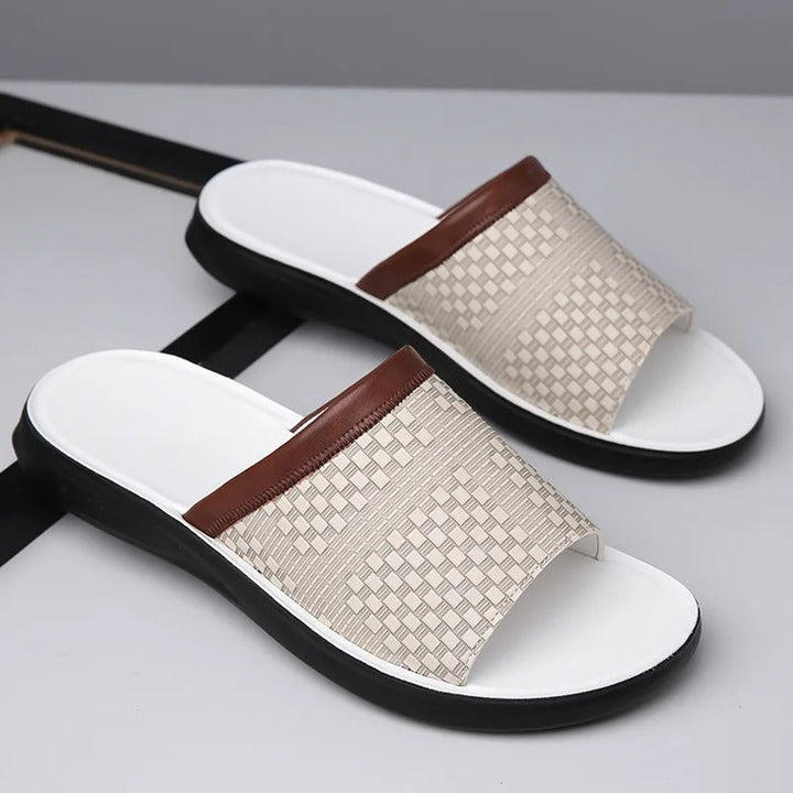Men's comfort footwear: slip-on sandals in a versatile color for casual outfits