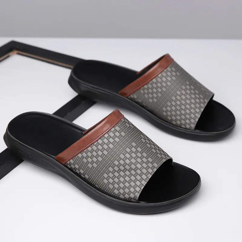 Pair of men's comfort sandals, ideal casual footwear for summer and beach outings