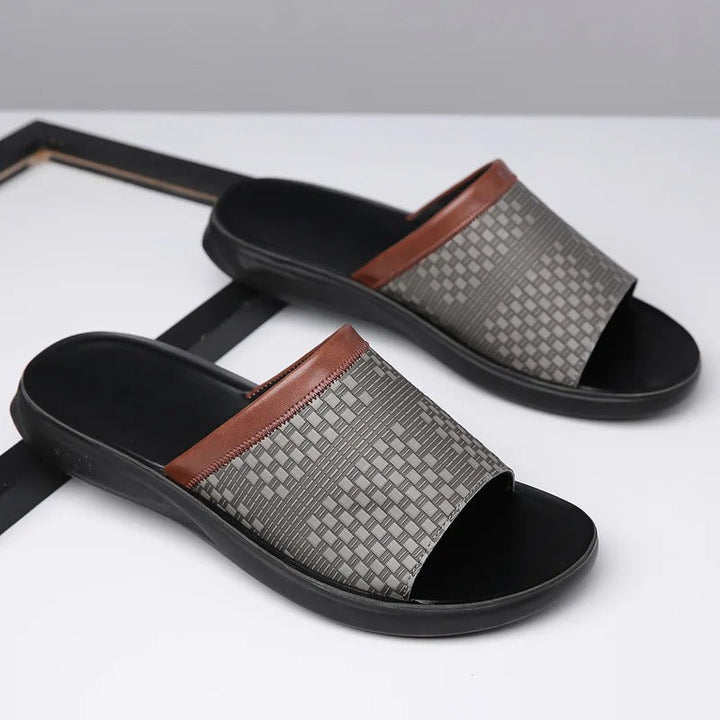 Pair of men's comfort sandals, ideal casual footwear for summer and beach outings