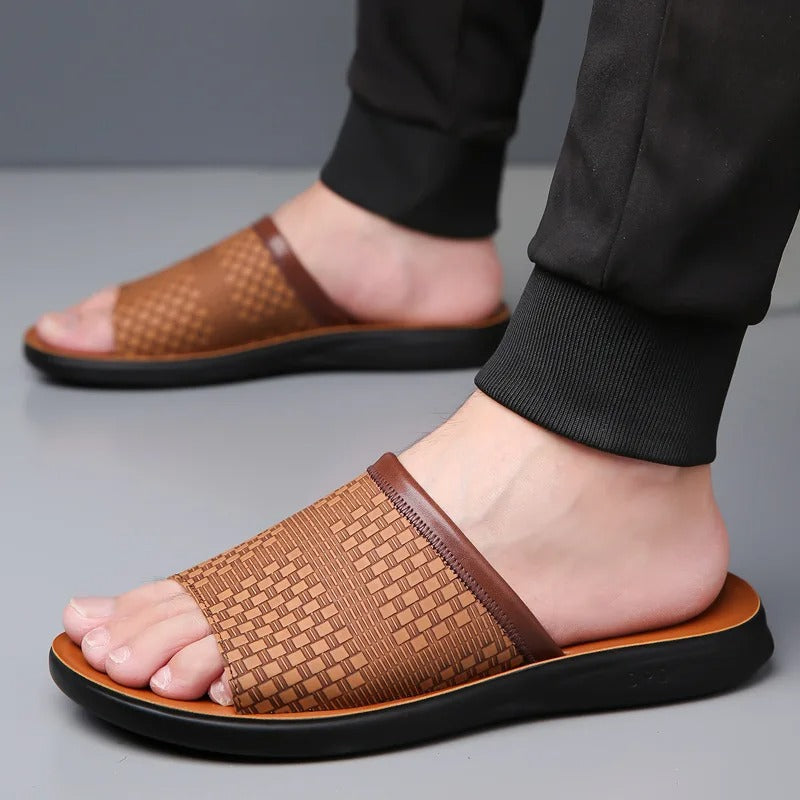 Stylish men's beach sandals, offering casual comfort and a secure slip-on fit