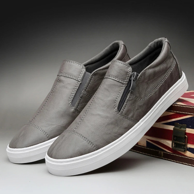 Comfortable men's slip-on sneakers with an easy zip closure for quick everyday wear