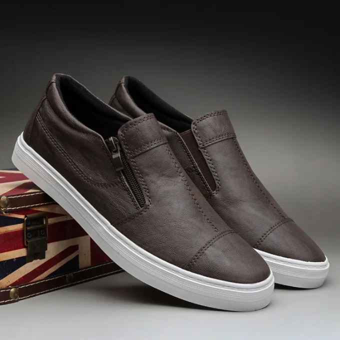 Men's everyday footwear: comfortable, lightweight sneakers with a unique zip-closure design