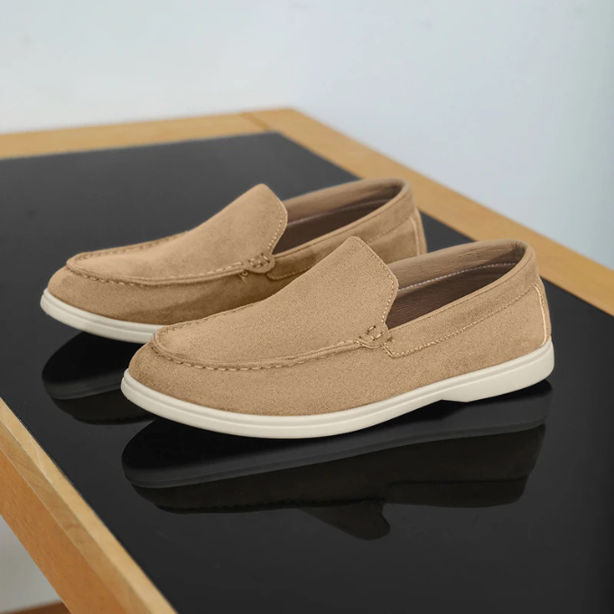 Pair of lightweight men's suede-look loafers, ideal for comfortable all-day wear.