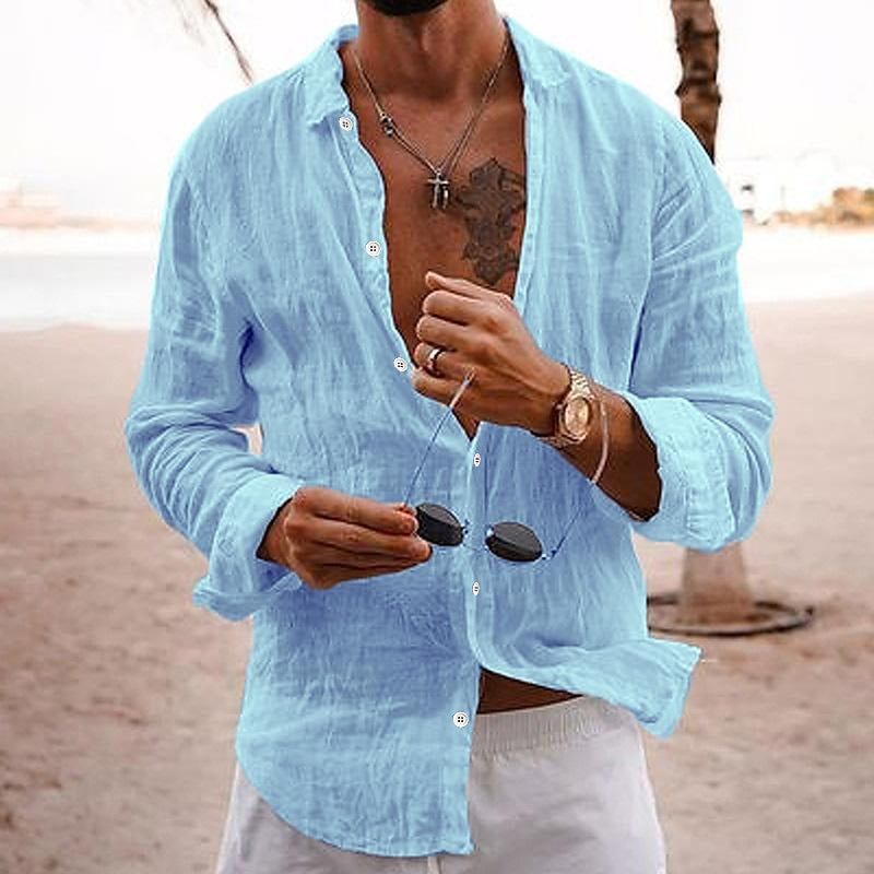 Classic men's summer shirt, button-up, relaxed fit for ultimate warm weather comfort.