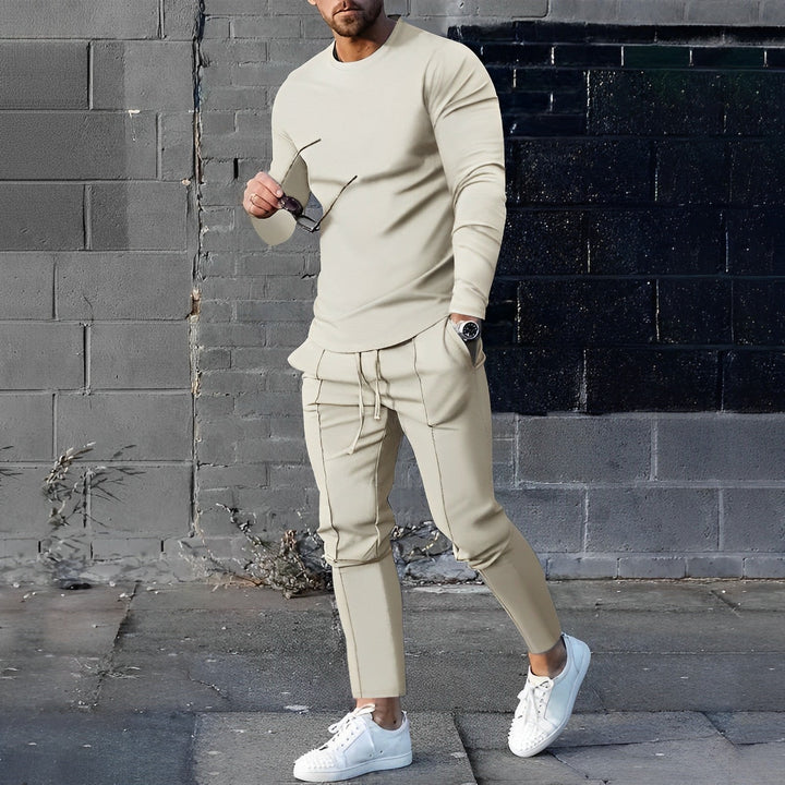 Streetwear inspired men's casual two-piece outfit, a comfortable and stylish jogger set