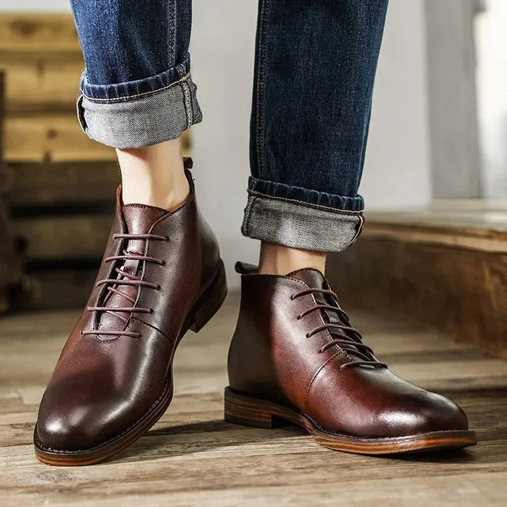 Men's brown chukka boots with laces, perfect for smart casual or formal wear.