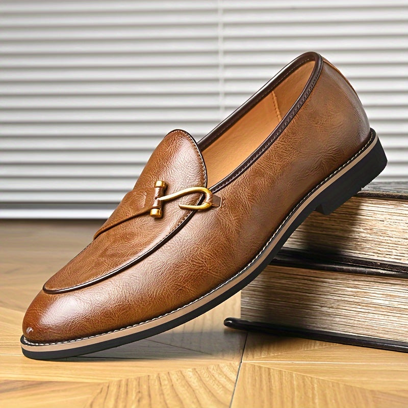 Sophisticated men's brown leather loafers, versatile footwear for enhancing any formal or casual outfit