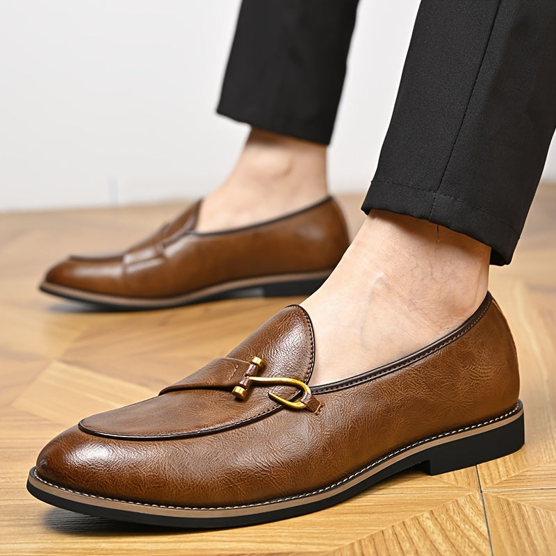 Men's slip-on leather loafers in black, a go-to choice for both comfort and classic men's fashion