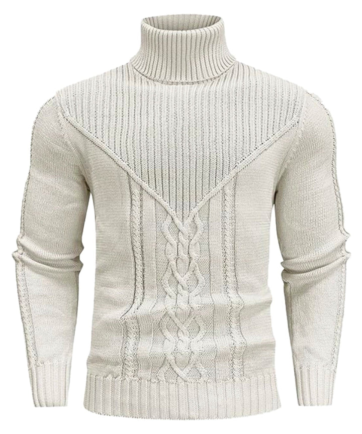 Comfortable men's long sleeve polyester turtleneck sweater in a versatile winter color.