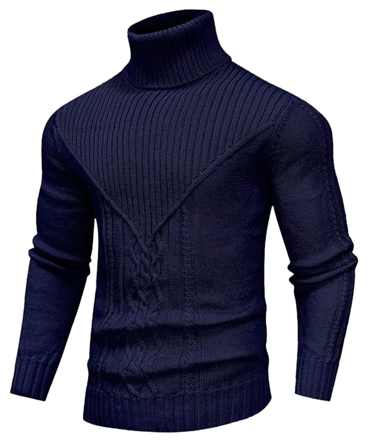 Casual men's long sleeve polyester turtleneck, offering both comfort and classic style.