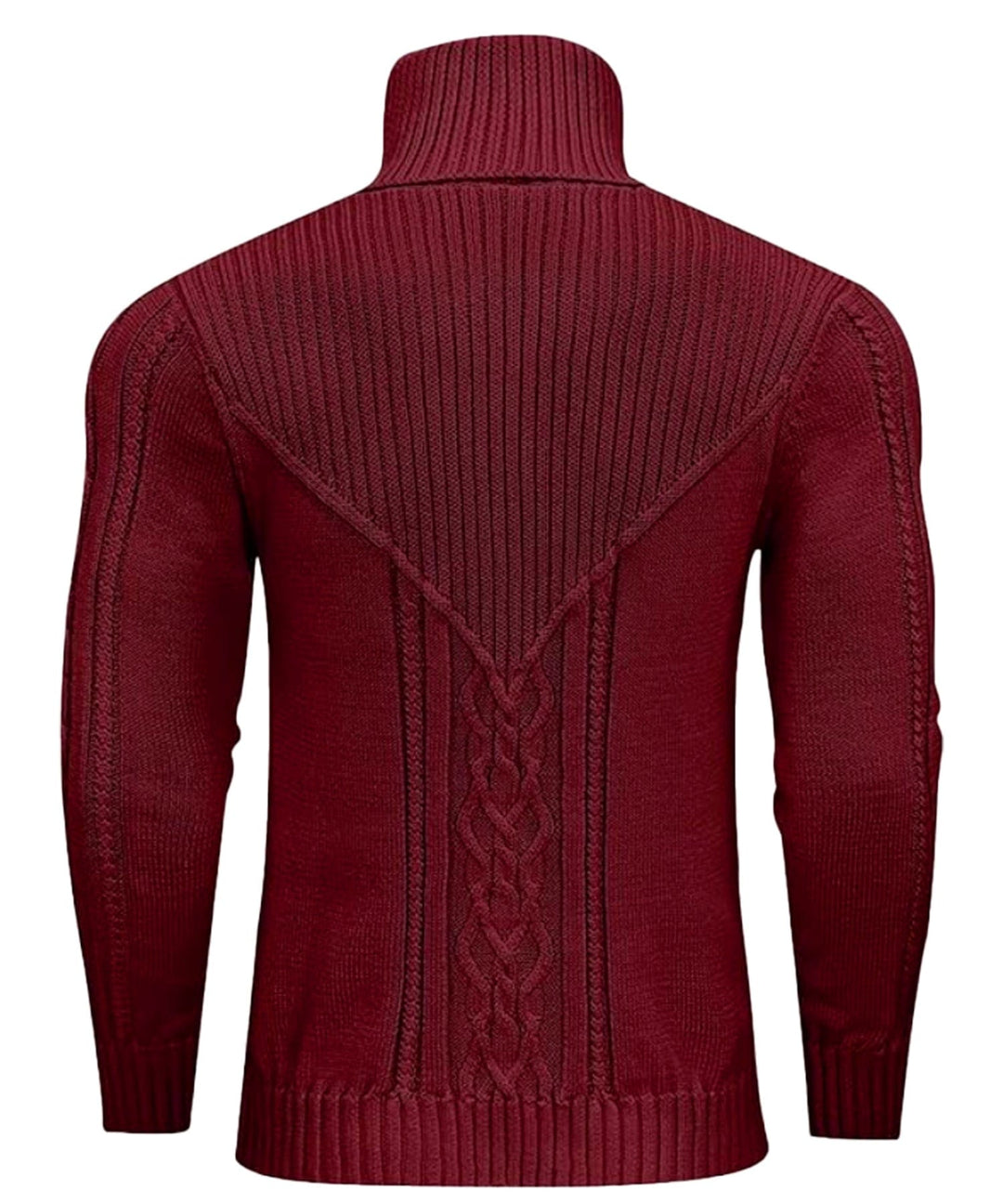 Versatile men's black polyester turtleneck sweater, great for everyday wear or events.