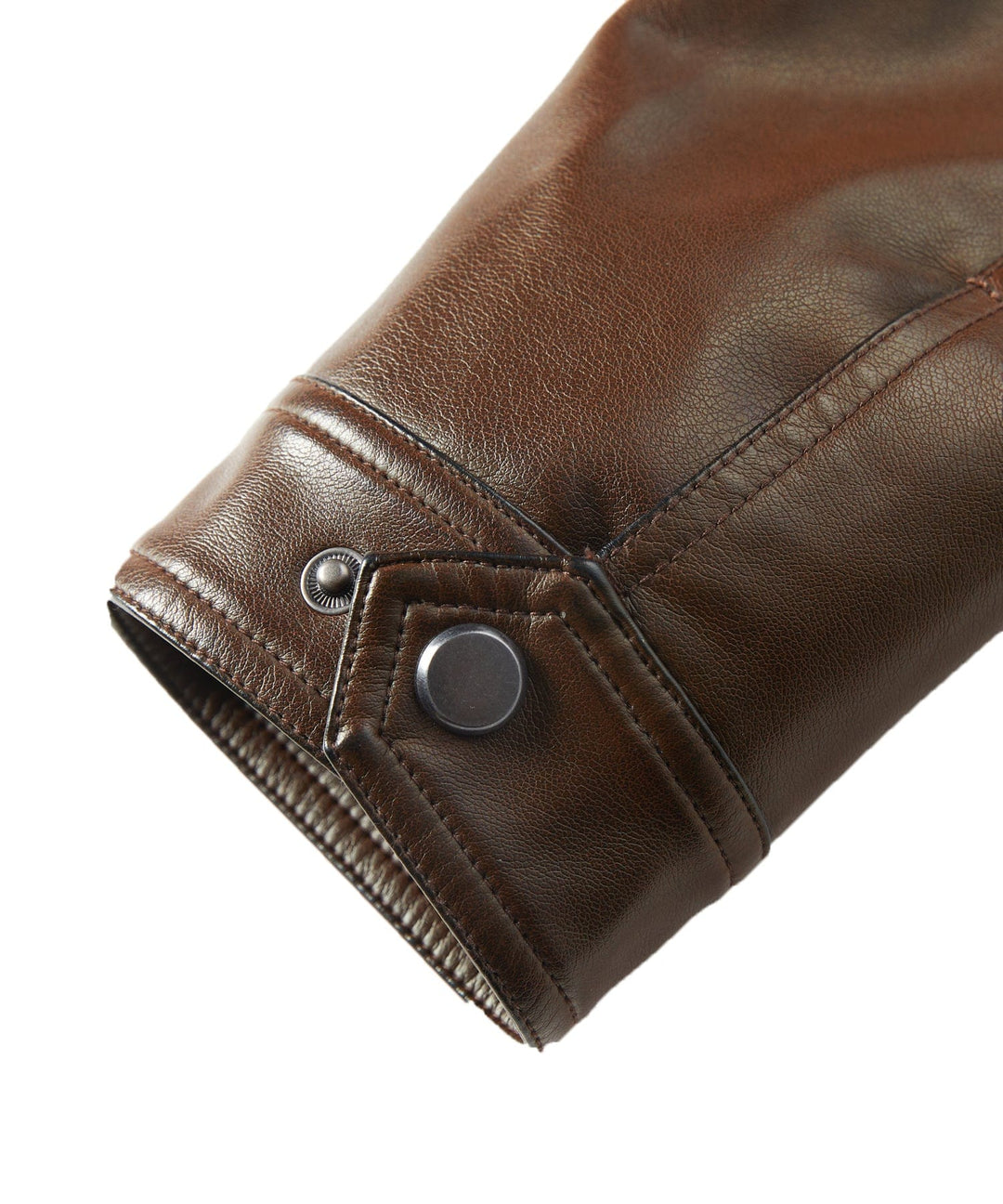 Close-up of the zipper closure on a men's classic black PU leather jacket, durable outerwear detail