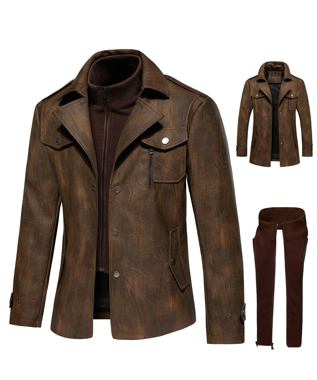Back view of a men's timeless black drifter jacket, made from durable PU leather, ideal for urban fashion.