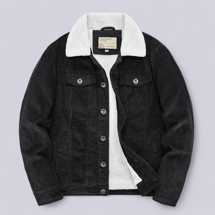 Casual men's padded corduroy jacket, an essential piece for cold weather and classic style