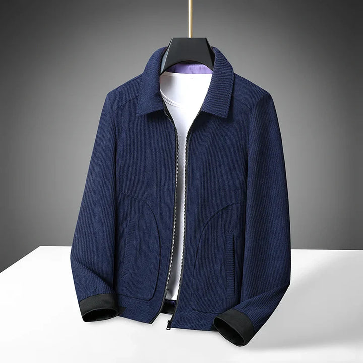 Men's durable corduroy jacket, featuring a classic design and textured material, great for everyday fall wear.