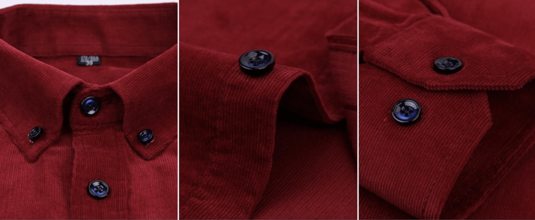 Men's casual long sleeve corduroy shirt in a warm earth tone, great for everyday wear