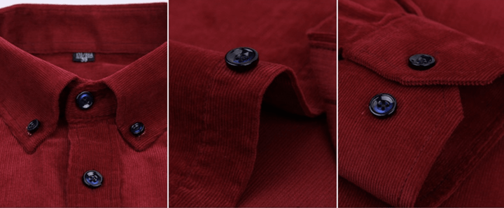 Men's casual long sleeve corduroy shirt in a warm earth tone, great for everyday wear