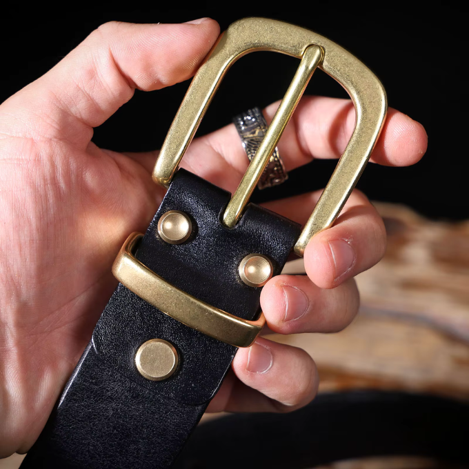 Brown rugged full-grain leather belt for men, an everyday staple