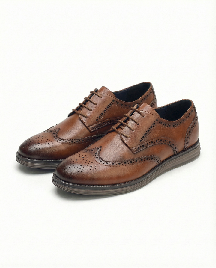 Modern men's brogue oxford dress shoes, combining classic style, comfort, and premium quality leather footwear.