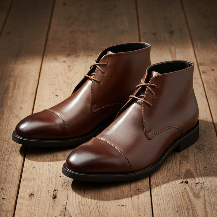 Stylish Black Leather Chukka Boots for men, a versatile footwear option for casual and formal outfits.