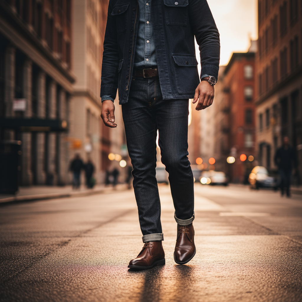 A pair of Men's Classic Leather Chukka Boots in black, ready for any occasion, on a white background.