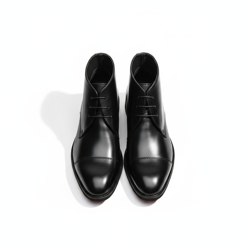 Three-quarter view of Men's Brown Leather Chukka Boots, emphasizing their timeless design and versatility.