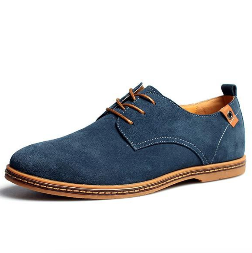 Men's classic brown leather lace-up Derby shoes, perfect for formal or casual style & comfort.