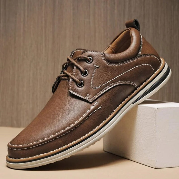 Stylish black leather moc toe Oxford shoes for men, comfortable everyday wear