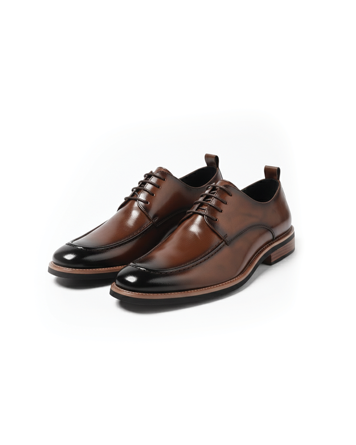 Men's classic brown leather Oxford dress shoes, ideal for formal business attire & elegant events.