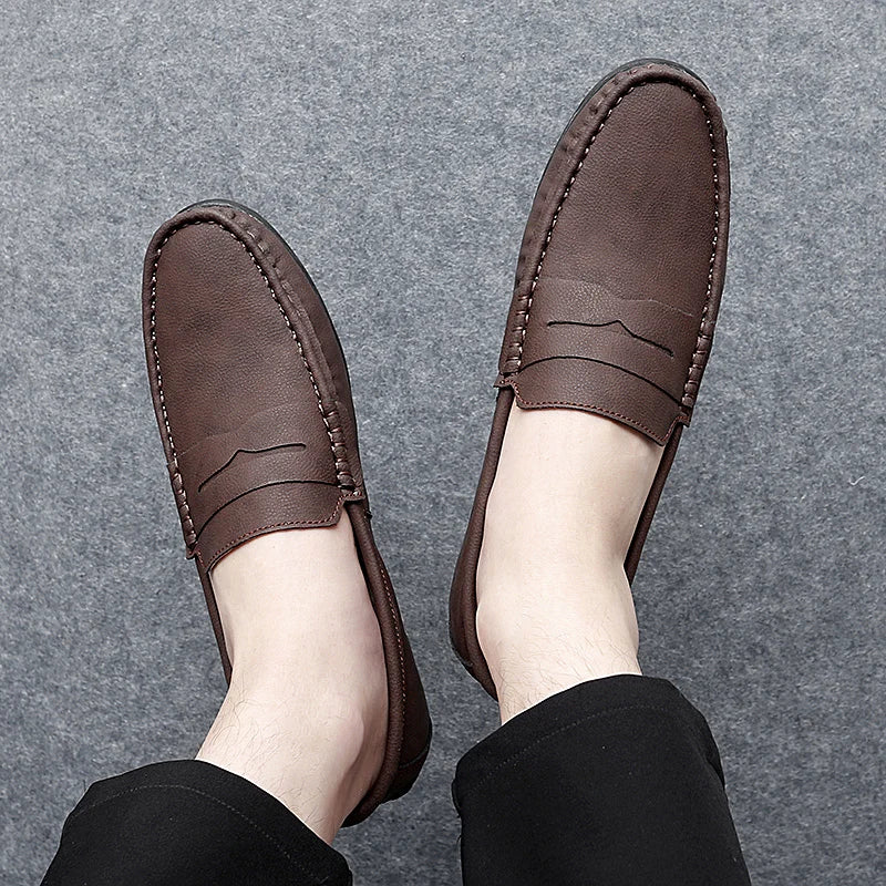 Comfortable men's slip-on leather penny loafers, easy to wear and pair.
