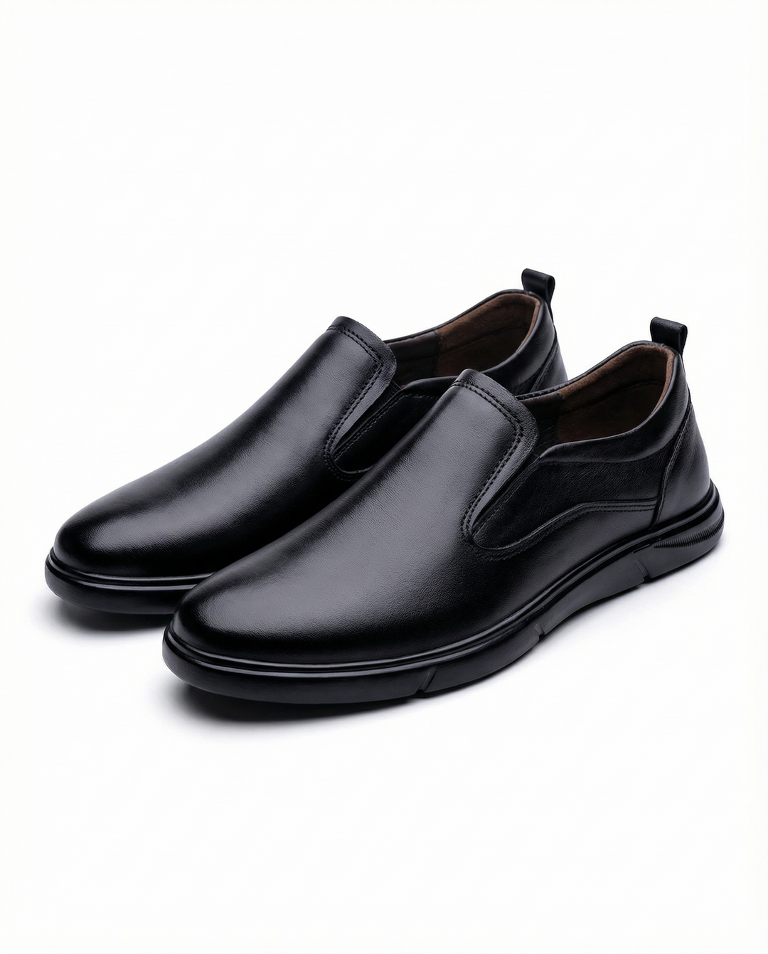 Men's classic brown leather slip-on loafers, perfect for formal or casual everyday wear.