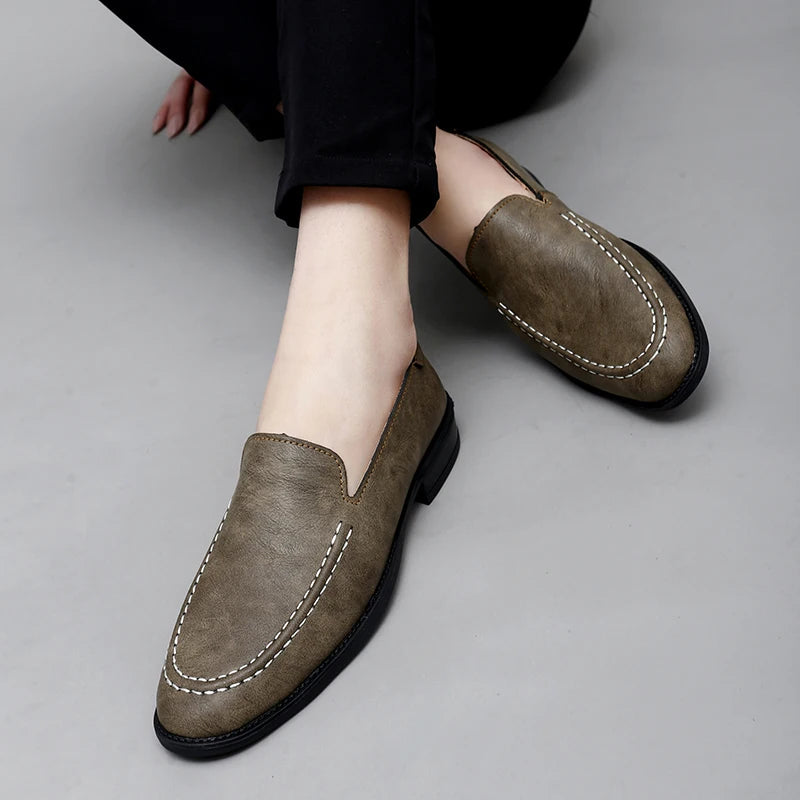 Casual yet refined men's leather slip-on shoes, offering all-day comfort