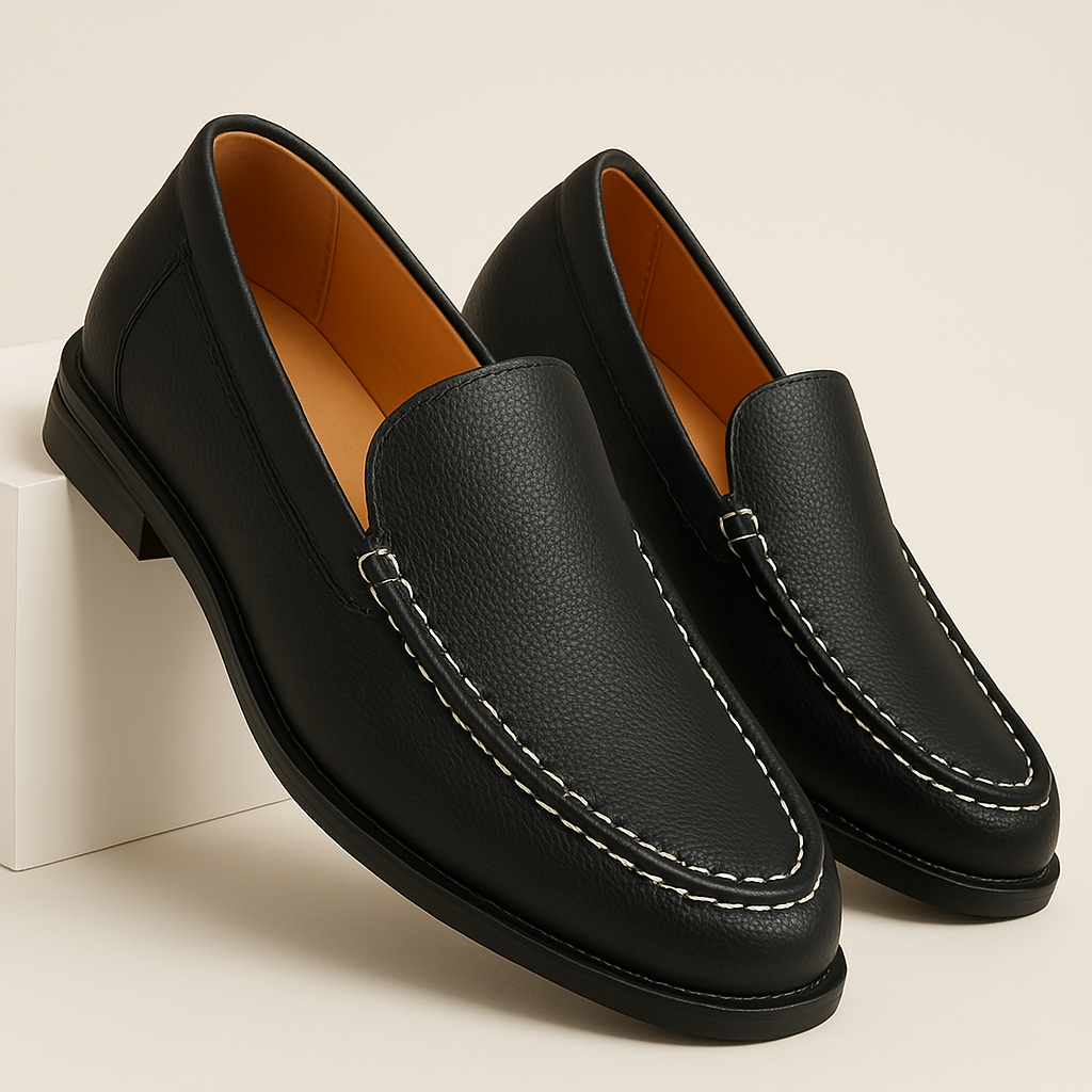 Men's classic brown leather slip-on loafers, perfect for smart casual wear