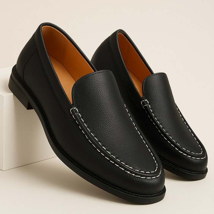 Men's classic brown leather slip-on loafers, perfect for smart casual wear