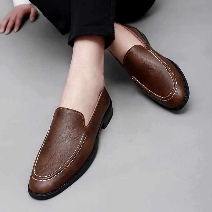 Pair of men's versatile leather loafers, available in multiple color options for men