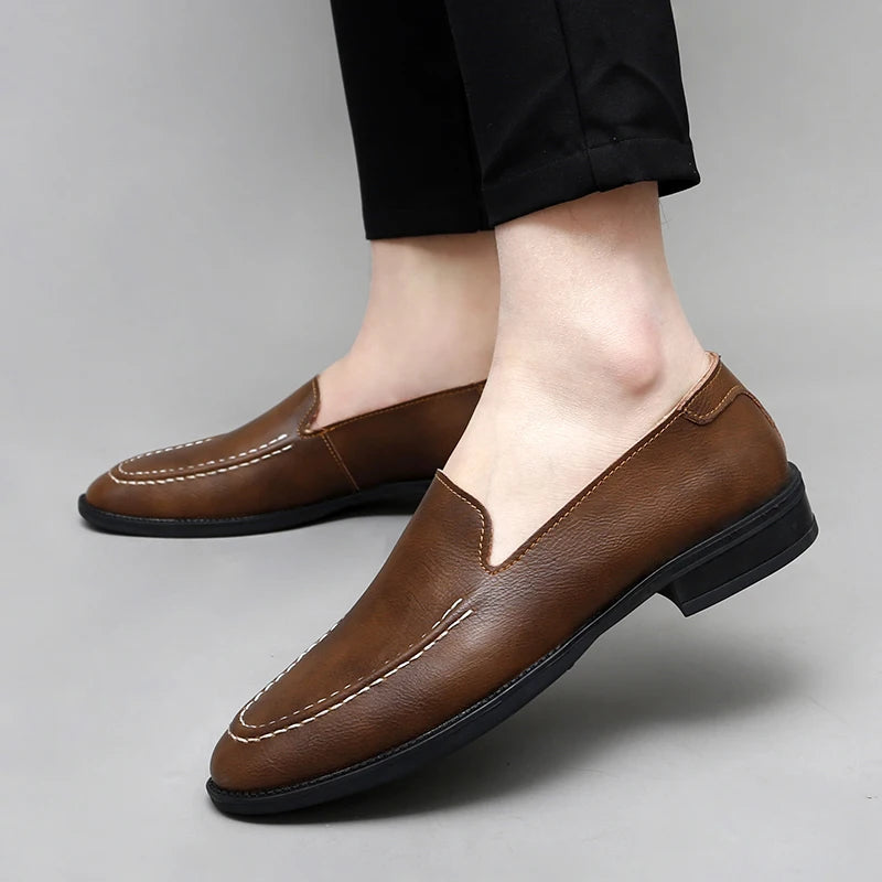 Detailed shot of the sole of a men's comfortable leather slip-on loafer