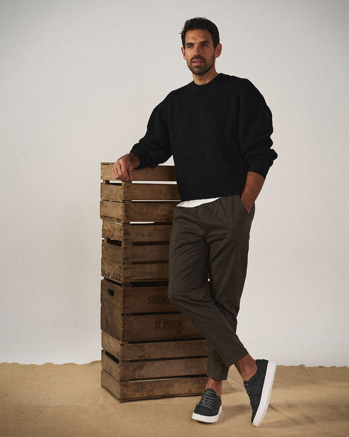 Top view of men's leather sneakers, highlighting the sleek design and everyday comfort.