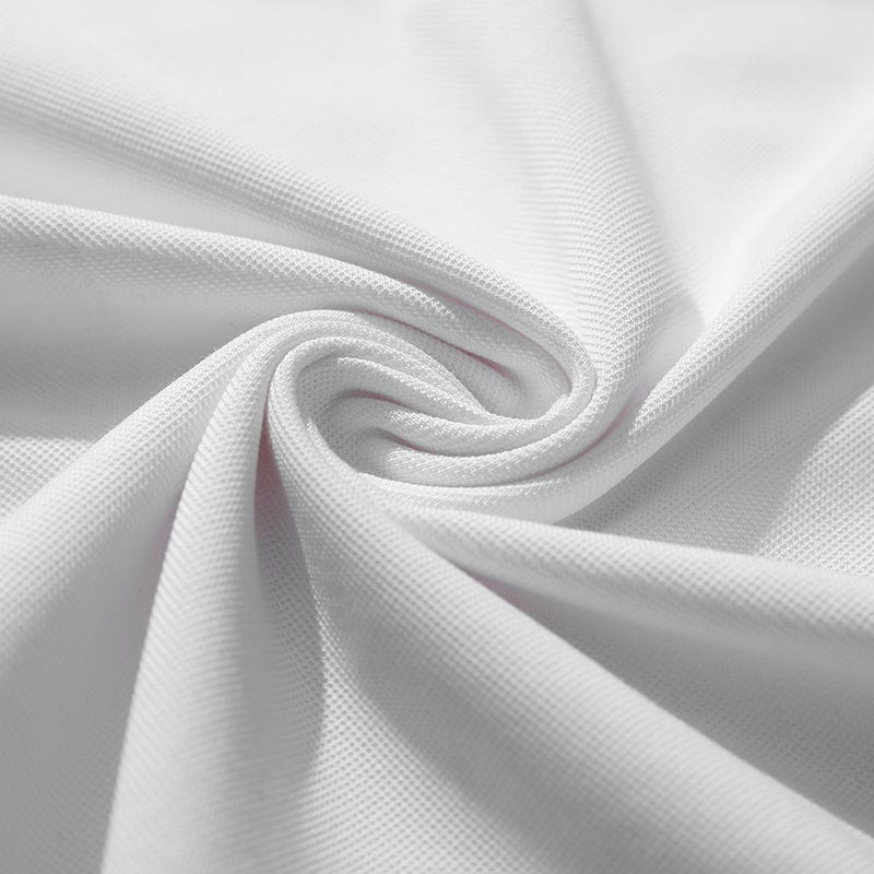 Close-up of men's polo shirt texture, soft pique cotton blend fabric, quality casual wear
