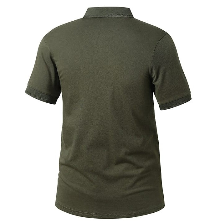 Men's green short sleeve polo shirt, vibrant color, comfortable cotton blend fashion