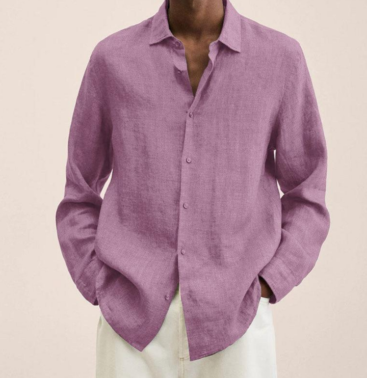 Stylish men's classic collar long sleeve summer shirt. Breathable and lightweight for smart casual men's fashion in warm weather.
