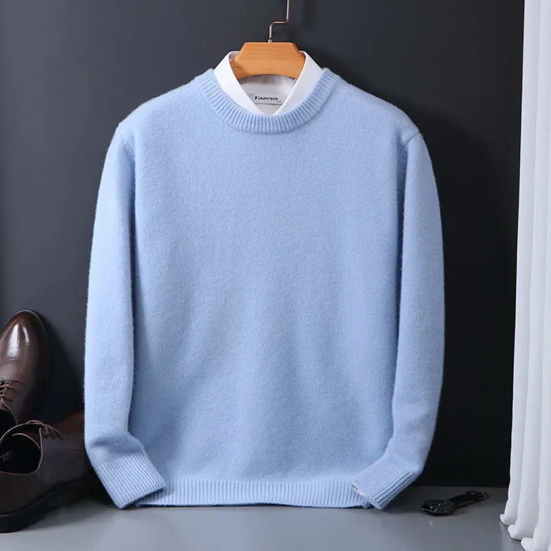 Comfortable men's crew neck pullover sweater, designed for everyday style. A essential classic knitwear piece for men.